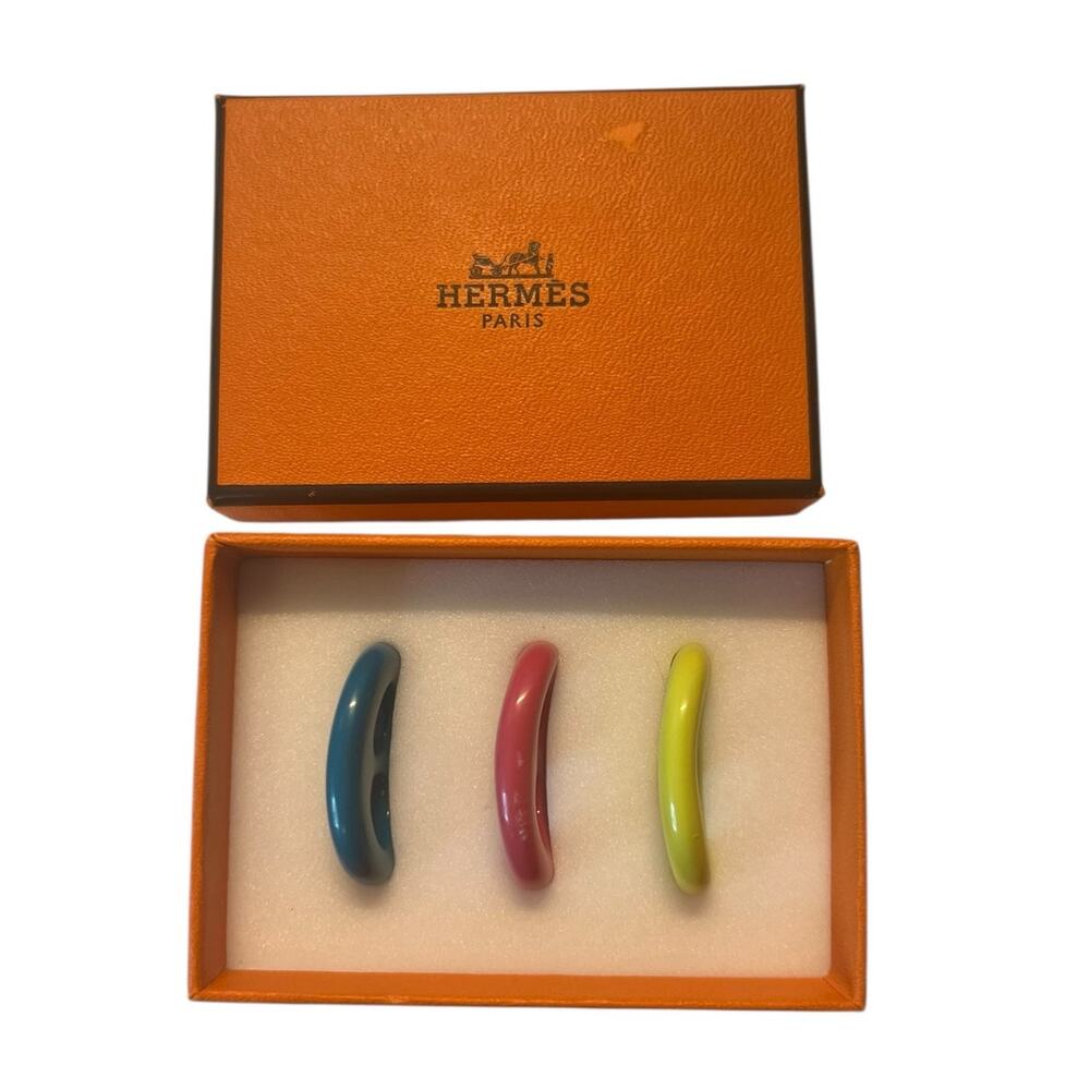 HERMÈS Tribord Chaîne d'Ancre Scarf Ring Set of 3 Multicolor with Box